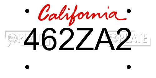 462ZA2 California License Plate