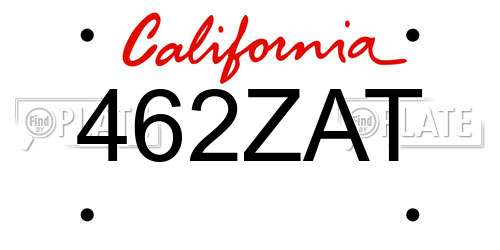 462ZAT California License Plate