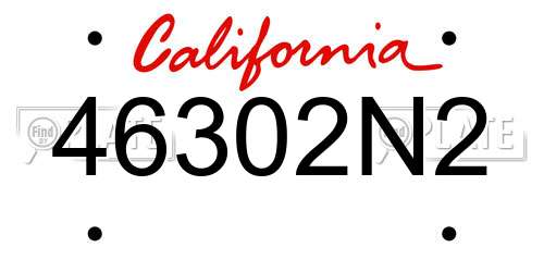 46302N2 California License Plate