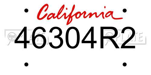 46304R2 California License Plate