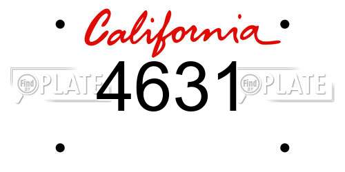 4631 California License Plate