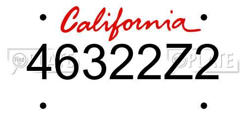 46322Z2 California License Plate