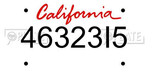 46323I5 California License Plate