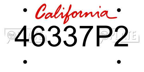 46337P2 California License Plate