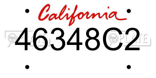 46348C2 California License Plate
