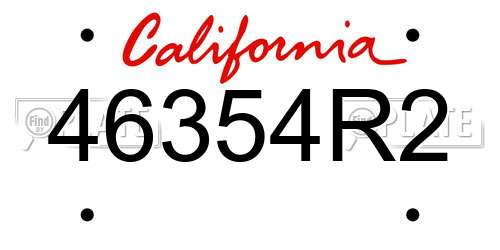 46354R2 California License Plate