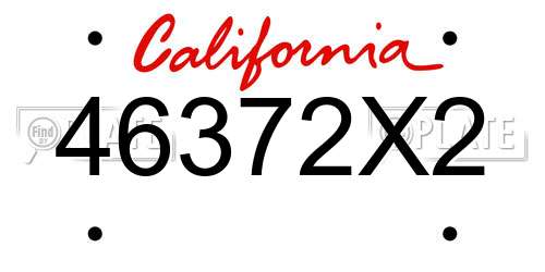 46372X2 California License Plate