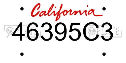 46395C3 California License Plate