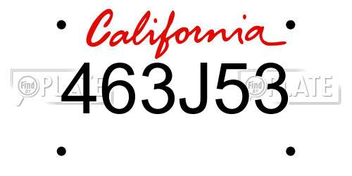 463J53 California License Plate