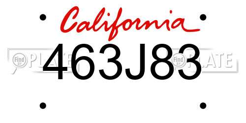 463J83 California License Plate