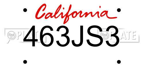 463JS3 California License Plate