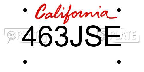 463JSE California License Plate