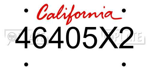 46405X2 California License Plate