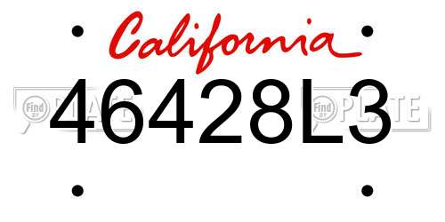 46428L3 California License Plate
