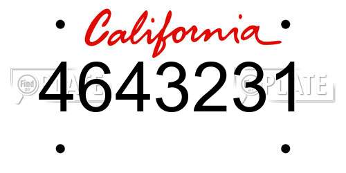 4643231 California License Plate