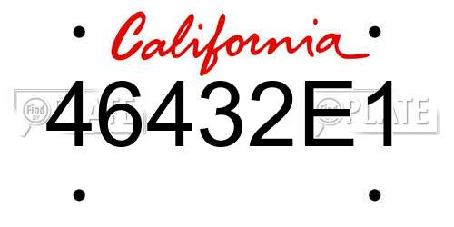 46432E1 California License Plate