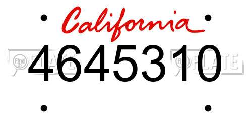 4645310 California License Plate