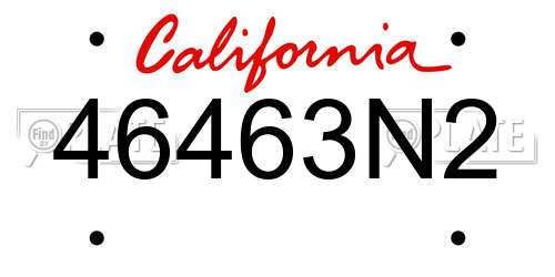 46463N2 California License Plate