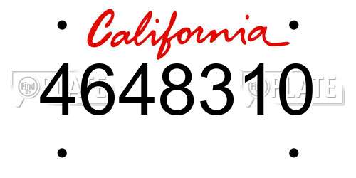 4648310 California License Plate