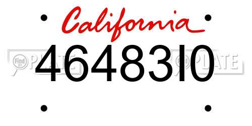 46483I0 California License Plate
