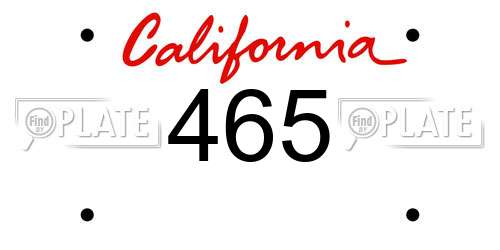 465 California License Plate