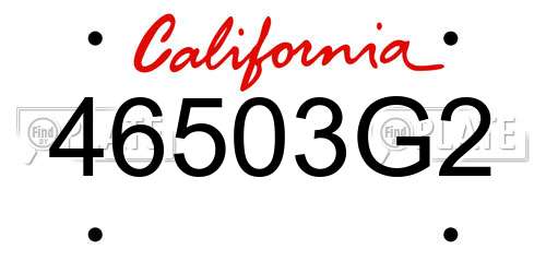 46503G2 California License Plate