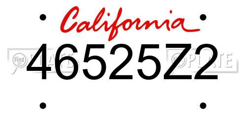46525Z2 California License Plate