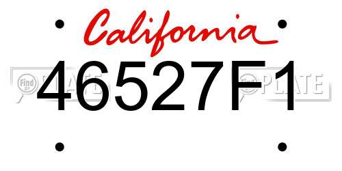 46527F1 California License Plate