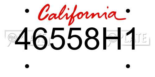 46558H1 California License Plate