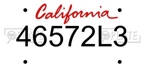 46572L3 California License Plate