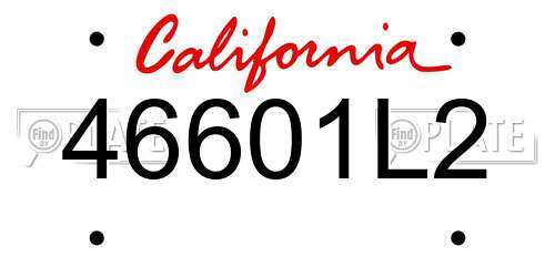 46601L2 California License Plate