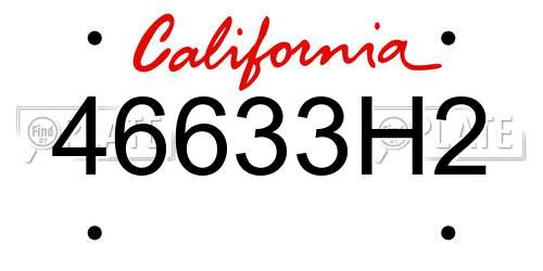 46633H2 California License Plate