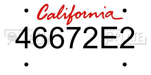 46672E2 California License Plate
