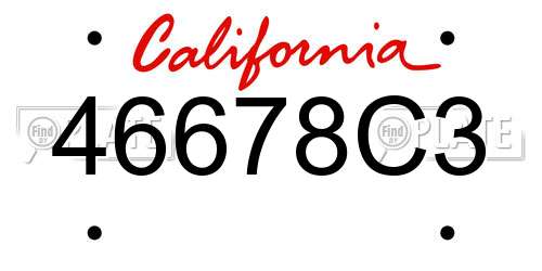 46678C3 California License Plate