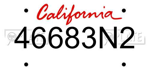 46683N2 California License Plate