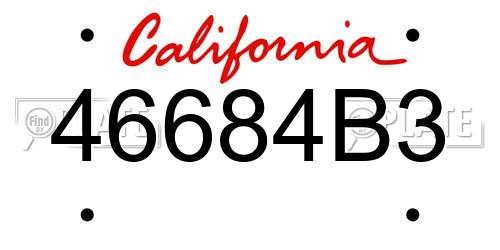 46684B3 California License Plate
