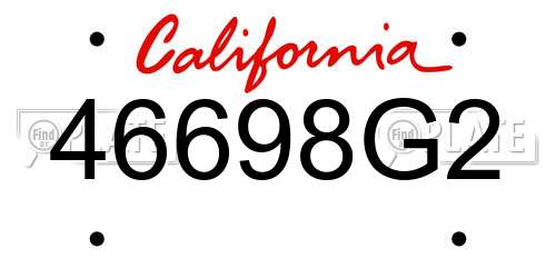46698G2 California License Plate