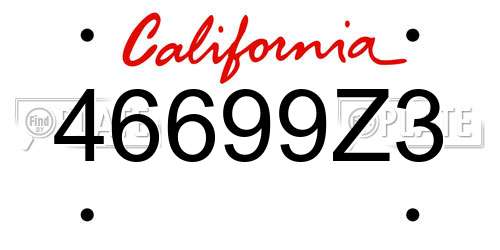 46699Z3 California License Plate