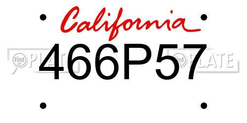466P57 California License Plate