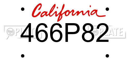 466P82 California License Plate