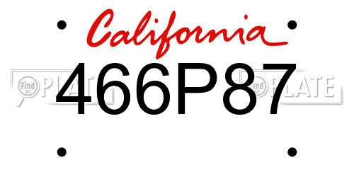 466P87 California License Plate
