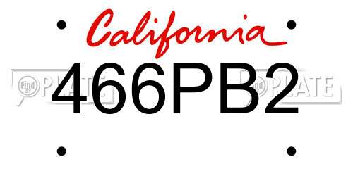 466PB2 California License Plate