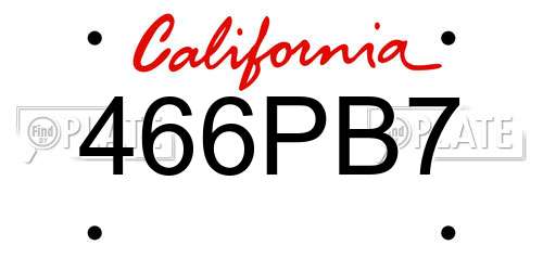 466PB7 California License Plate