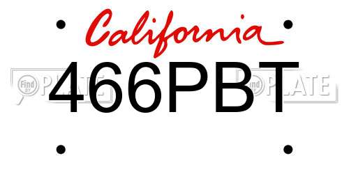 466PBT California License Plate