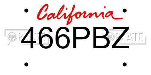 466PBZ California License Plate