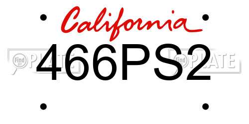 466PS2 California License Plate