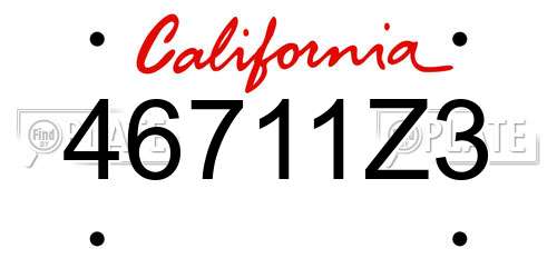 46711Z3 California License Plate