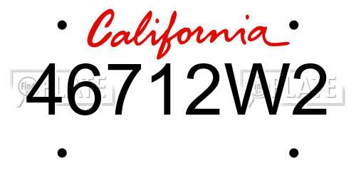 46712W2 California License Plate