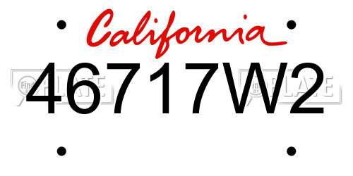 46717W2 California License Plate