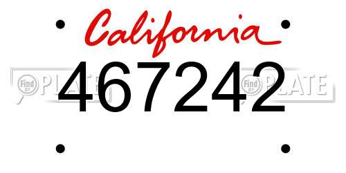 467242 California License Plate